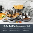 thumbnail image 3 of Gotham Steel 10 Pcs Stainless Steel Cookware Set, Pots and Pans Set Non Stick with Induction Cookware, Made Without Forever Chemicals, Metal Utensil Safe, Oven and Dishwasher Safe, 3 of 8
