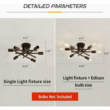6-Lights Semi Flush Mount Ceiling Light Fixture Vintage Modern Bronze Matte Sputnik Chandelier Farmhouse Ceiling Lamp for Kitchen Bedroom Dining Room Living Room Entryway.