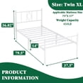 thumbnail image 6 of Eavesince 14in Twin XL Size Metal Bed Frame with Headboard and Footboard No Box Spring Needed,White, 6 of 6