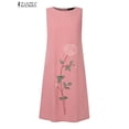 thumbnail image 5 of ZANZEA Summer Vintage Dress Women Sleeveless Floral Embroidery Sundress Cotton Knee-length Robe Casual Holiday Beach Vestidos, 5 of 5