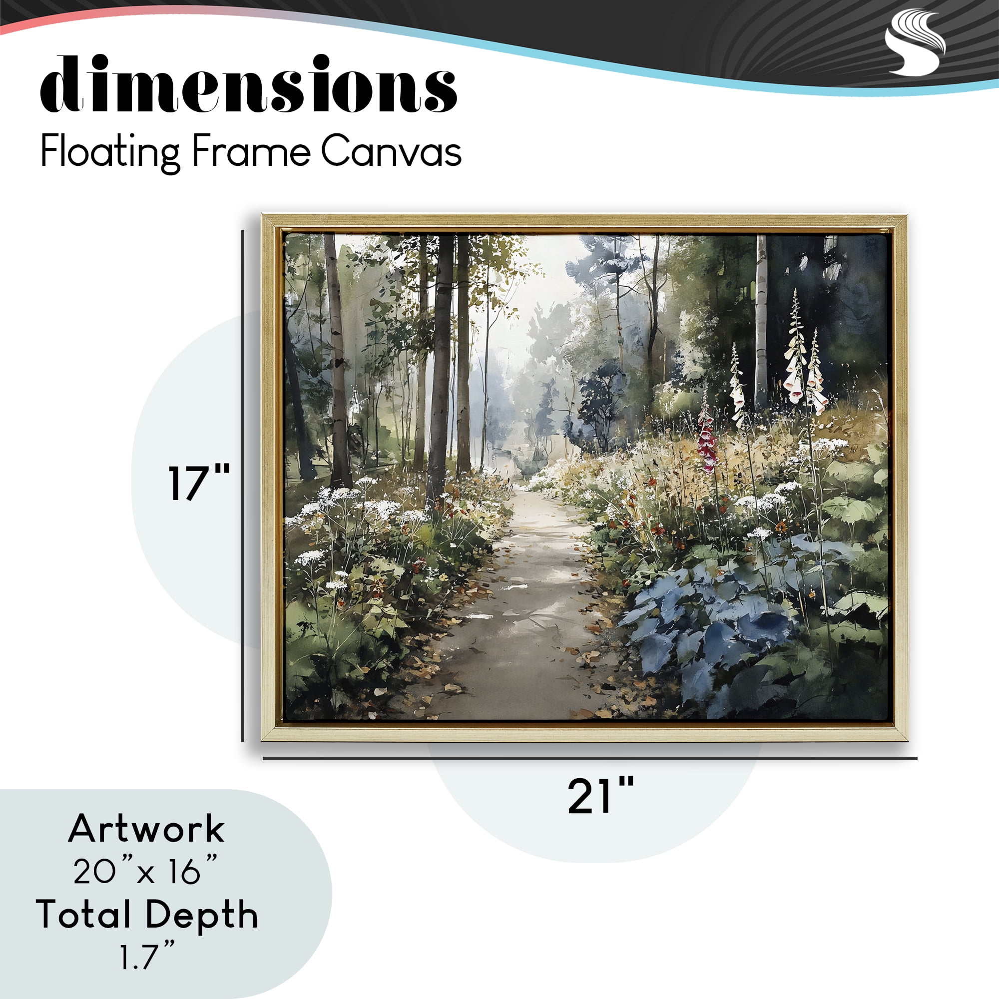 Stupell Industries Foliage Forest at Dusk Gold Framed Floater Canvas Wall Art, design by Franklyn Gregory