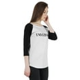 thumbnail image 2 of Inkmeso Women Raglan 3/4th Sleeve Tshirt&nbsp;Happy Motivational&nbsp;Quote Universe Graphic Top, 2 of 9