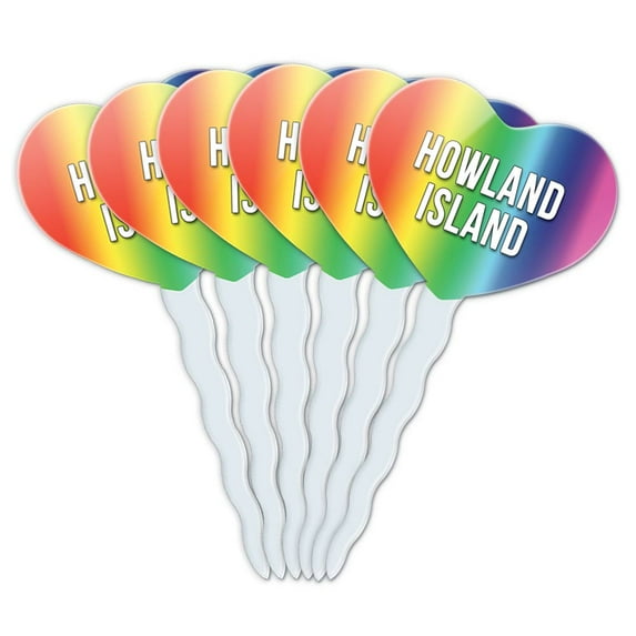 Howland Island Heart Love Cupcake Picks Toppers - Set of 6