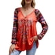 thumbnail image 1 of Camiseta vintage para mujer, estampado floral, cuello en V, manga larga, otoño, camisetas Abanopi Rojo/XX-grande, 1 of 7