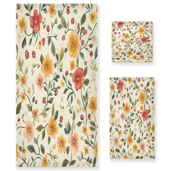 Three-Piece Towel Set Face Towel Towel Set Hand Towel Bath Towel Cotton Bath Towels Bath Towel Sets Hand Bath Towels Lovely Flower3
