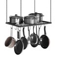 thumbnail image 1 of Hanging Pot Rack, Ceiling Mounted Pot Hanger for Kitchen, Metal Cookware Storage Organizer with 12 Hooks, for Storage of Cookware, Utensils in Kitchen, Black TPR03BB, 1 of 8