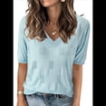 thumbnail image 1 of Suéter de Corta para Mujer, -Verano 2025, Moda, Elegante, Informal, Blusa de Punto Versátil Azul S, 1 of 6