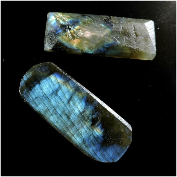 53.00Cts Natural Blue Labradorite Druzy Mineral Fancy Cabochon Pair Gemstone