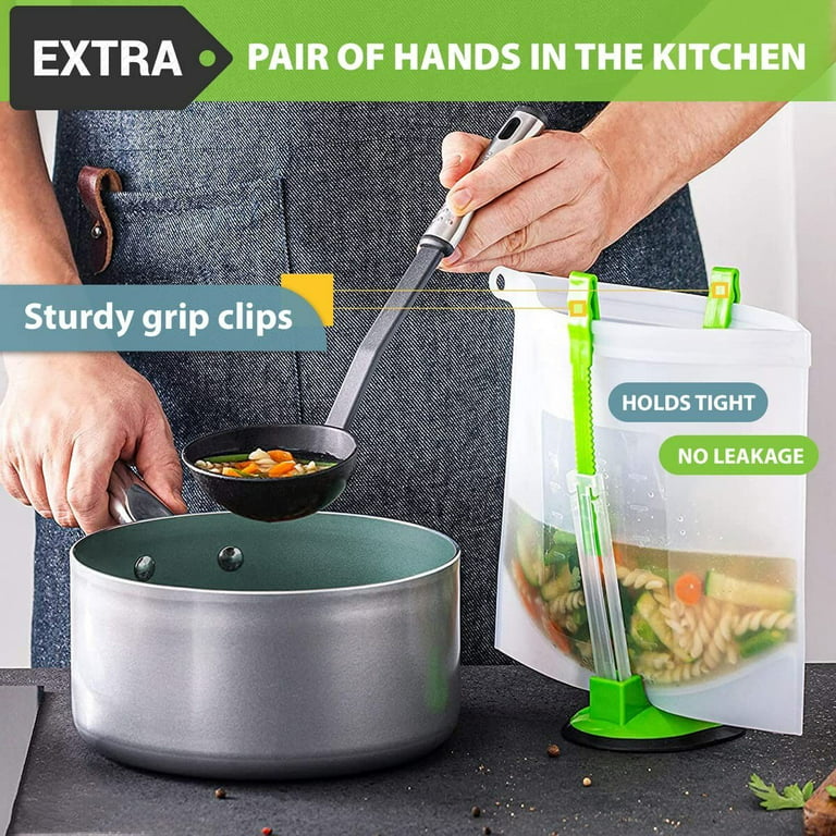 PPP (2 Pack) Baggy Rack Holder for Food Prep Bag | Meal Planning | Ziploc Bag Holder | Adjustable Freezer Bag Holder Stand | Hands Free Baggie