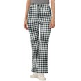 thumbnail image 1 of Pantalones anchos de pierna ancha elásticos de cintura alta a cuadros para mujer, pantalones acampanados largos y acampanados con bolsillos Negro S, 1 of 5