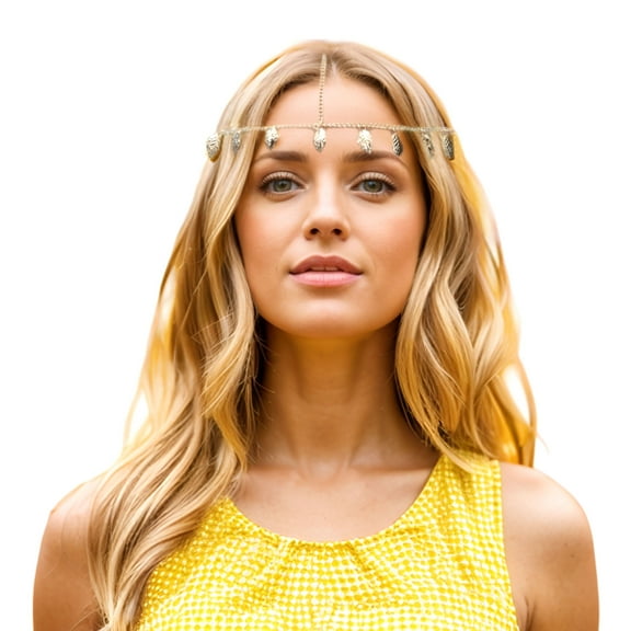 Unique Bargains 1 Pc Headpiece Vintage Sequins Head Chain Gold Tone