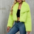 thumbnail image 4 of Womens Winter Faux Fur Coats Fleece Cropped Jacket Lapel Open Front Long Sleeve Shaggy Warm Outerwear Fall Clothes, 4 of 7