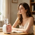 thumbnail image 2 of Portable Nano Spray Cooling Fan,Cute Fox Shaped Small USB Rechargeable Fan with 3 Speed,2 In 1 Mist Humidifier Desk Fan with Water Tank for Dorm Home Office(Pink), 2 of 9