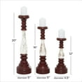 thumbnail image 4 of DecMode Indoor 20", 16", 12"H Farmhouse Mahogany Candle Holder, Red, 3 - Pieces, 4 of 12