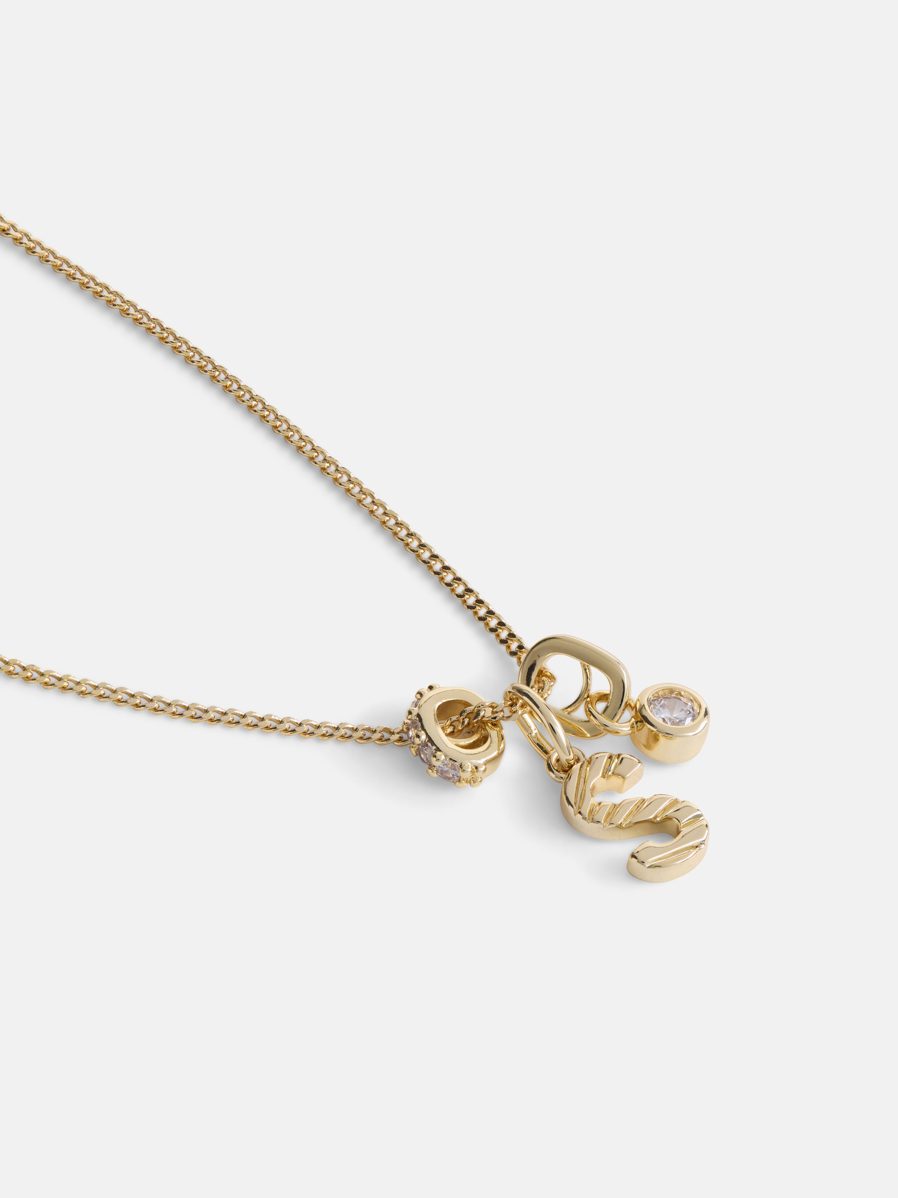 Free Assembly Women's Demi Fine 14K Gold Plated Cubic Zirconia "S" Initial Necklace, 16" + 2" Extender