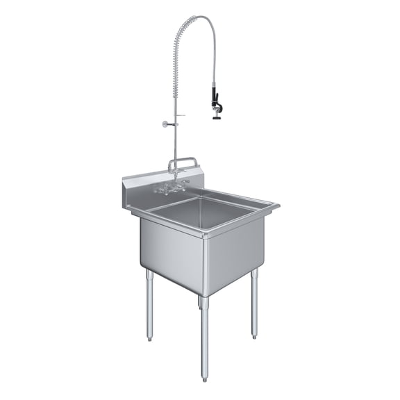 AmGood 30 in. x 30 in. Stainless Steel One Compartment Sink with 24 in. x 24 in. x 14 in. Bowl and Pre-Rinse Faucet Assembly