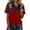 Red, variant on Denim Collar Short Sleeve Shirts for Womens Button Up V Neck Tops Casual Streetwear Patch Work Tees,Black XL