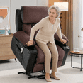 thumbnail image 3 of Lift Recliner Chair, LEGAHOME Electric Power Lift Recliner for Elderly with Heat Therapy and Massage, Oversized PU Leather Recliner Chair with Cup Holders, USB Port, Side Pocketst, Black & Brown, 3 of 13