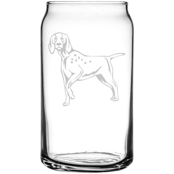 Burgos Pointer Dog Themed Etched All Purpose 16oz Libbey Can Glass