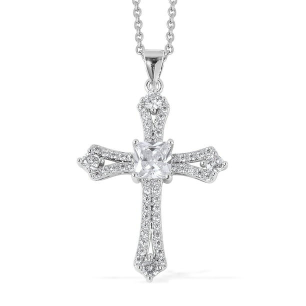 Shop LC Shop LC Diamond Cross Necklace Pendant Platinum Plated
