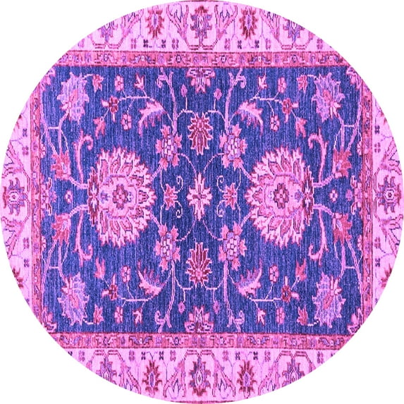 Ahgly Company Indoor Round Oriental Purple Traditional Area Rugs, 3' Round