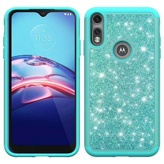 GSA Glitter Bling Diamond Hybrid Case For Motorola Moto E (2020) - Teal