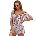 thumbnail image 2 of Motif Fleurs Pastel Roses Femmes Manches Courtes Col Rond Creux Bretelles Tees Streetwear Motif Fleurs de Printemps, 2 of 5