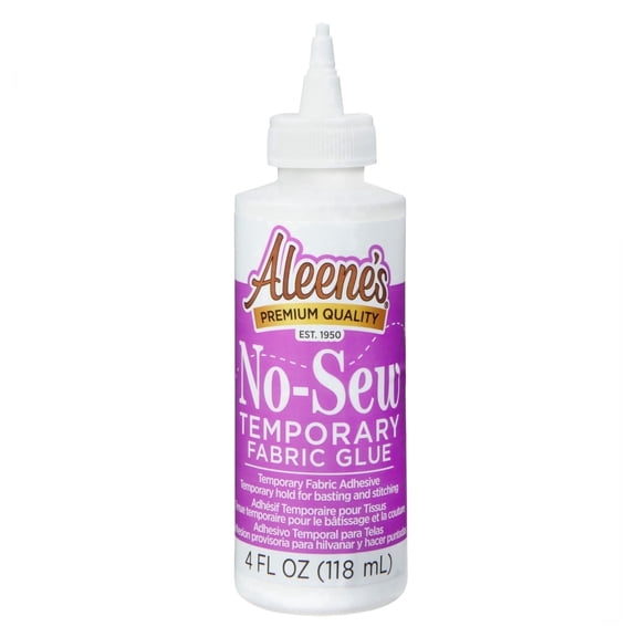 Aleene’s No-Sew Temporary Fabric Glue, 4 fl oz – Washable Fabric Adhesive for Basting, Sewing, Trims & Appliqués