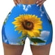 thumbnail image 2 of Fotbe Blue Sky Sunflower Shorts Sin Costuras – Shorts Deportivos de Cintura Alta para Mujer, Elásticos para Gimnasio, Yoga, Running o Ciclismo-Small, 2 of 8