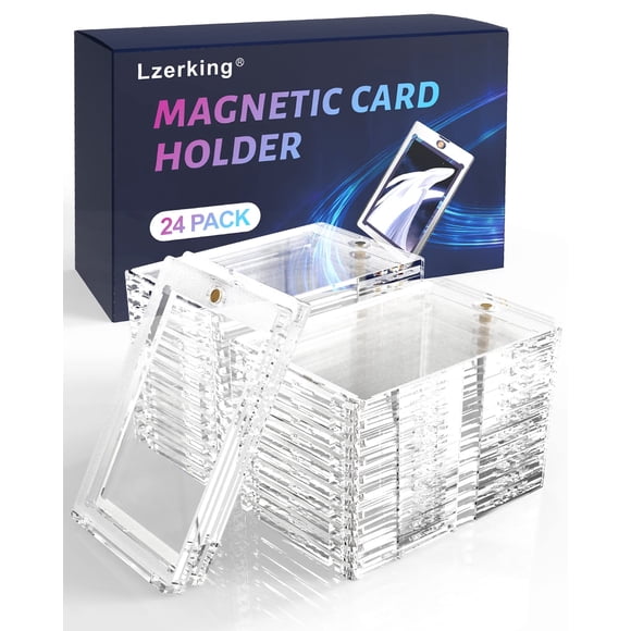 Lzerking Acrylic 24 Pack 35PT One Touch Card Holder for Trading, Baseball, Sports Cards