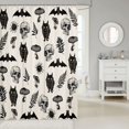 thumbnail image 2 of Manfei Funny Kitten Shower Curtain 72Wx72L, Bohemian Skull Bat Bathroom Curtain, Cream Black, 2 of 5