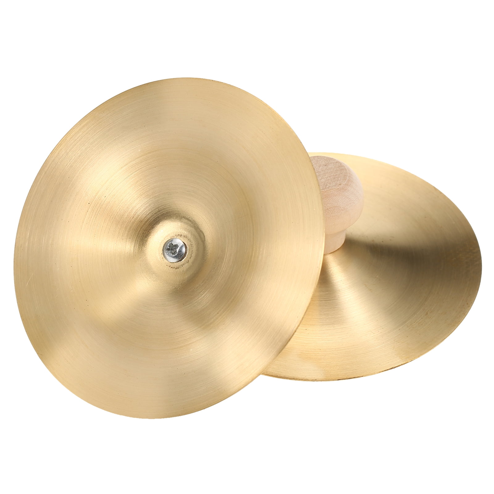 Gecheer 1 Pair Finger Cymbals with Wooden Handle 3.5inch Finger Cymbals Copper 9cm Hand Cymbal