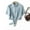 Light blue mid-sleeved, variant on Women's Denim Shirt with Detachable Tie Bow, 3/4 Length Flutter Sleeves, Lightweight Chiffon Capelet Short Jacket