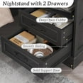 thumbnail image 6 of 24” Tall Farmhouse Nightstands Set of 2, Night Stand with Charging Station, Beside Table with Drawers and Open Storage, Rustic End Tables for Bedroom, Antique Black, 6 of 16