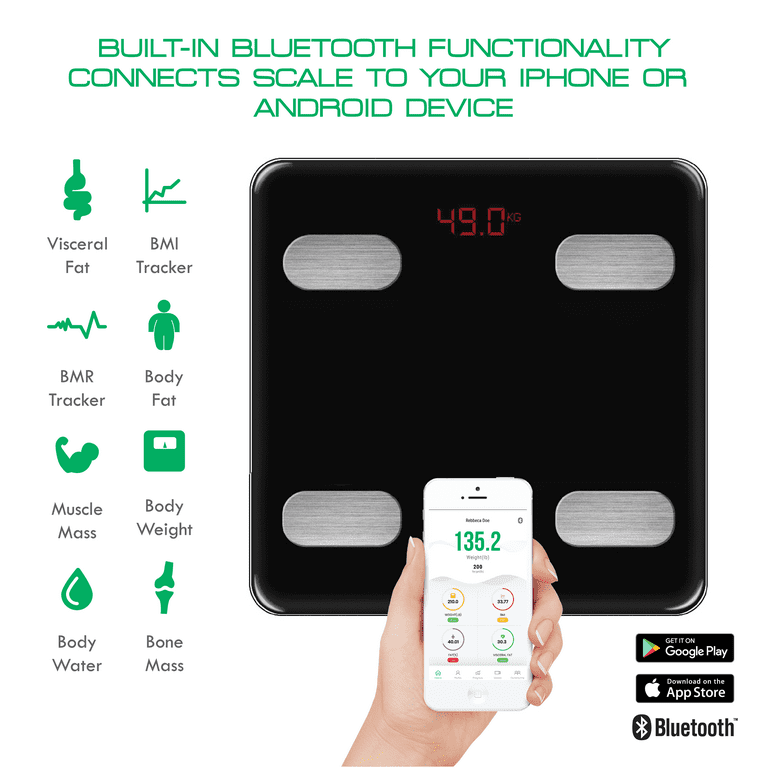 Fit2live Smart Digital Weight Scale Bluetooth Google Play Apple Phone App  for sale online