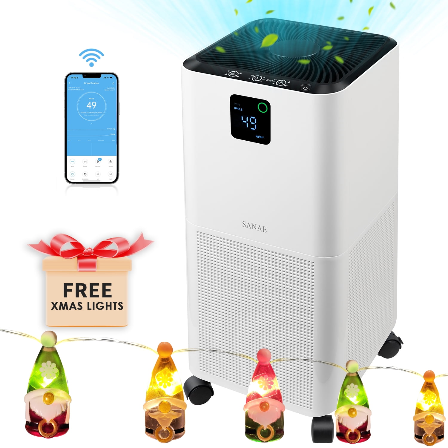 Air Purifier, True HEPA Filter Air Cleaner for Large Room 1300 Sq.ft