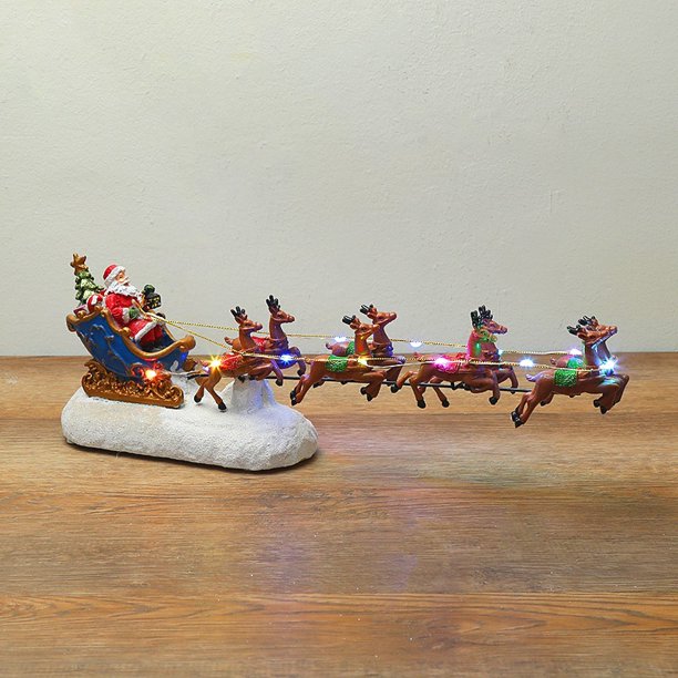 Surtido de trineos y renos de Papá Noel - Coche navideño de renos con luz LED UP
