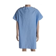 DMI Hospital Patient Gown for Women or Men, Back and Shoulder Snap, 36 Long, Blue