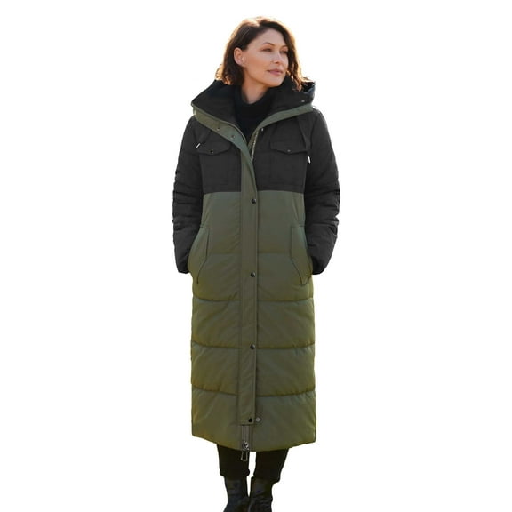 Women's Winter Long Down Parka Jackets Warm Thickened Hooded Maxi Quilted Puffer Coat