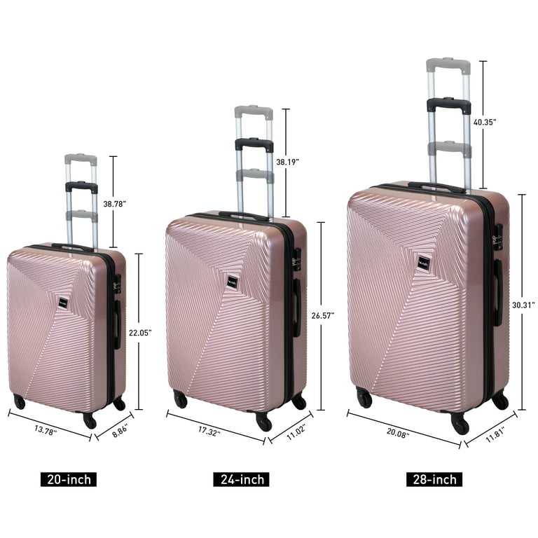 VLIVE 3 Pcs Luggage Set Expandable Hardside Spinner Suitcase with TSA Lock, Rose Gold, Size: 20 24 28