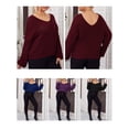 thumbnail image 4 of Suéteres de talla grande para mujer Suéteres de punto casuales de manga larga con cuello en V CACAGOO Camiseta de manga corta, 4 of 7