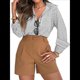 thumbnail image 1 of Camisas A Rayas con Botones para Mujer, Camisas de Vestir, Camisas Informales de Larga con Cuello y Bolsillo para Oficina. Gris L, 1 of 8