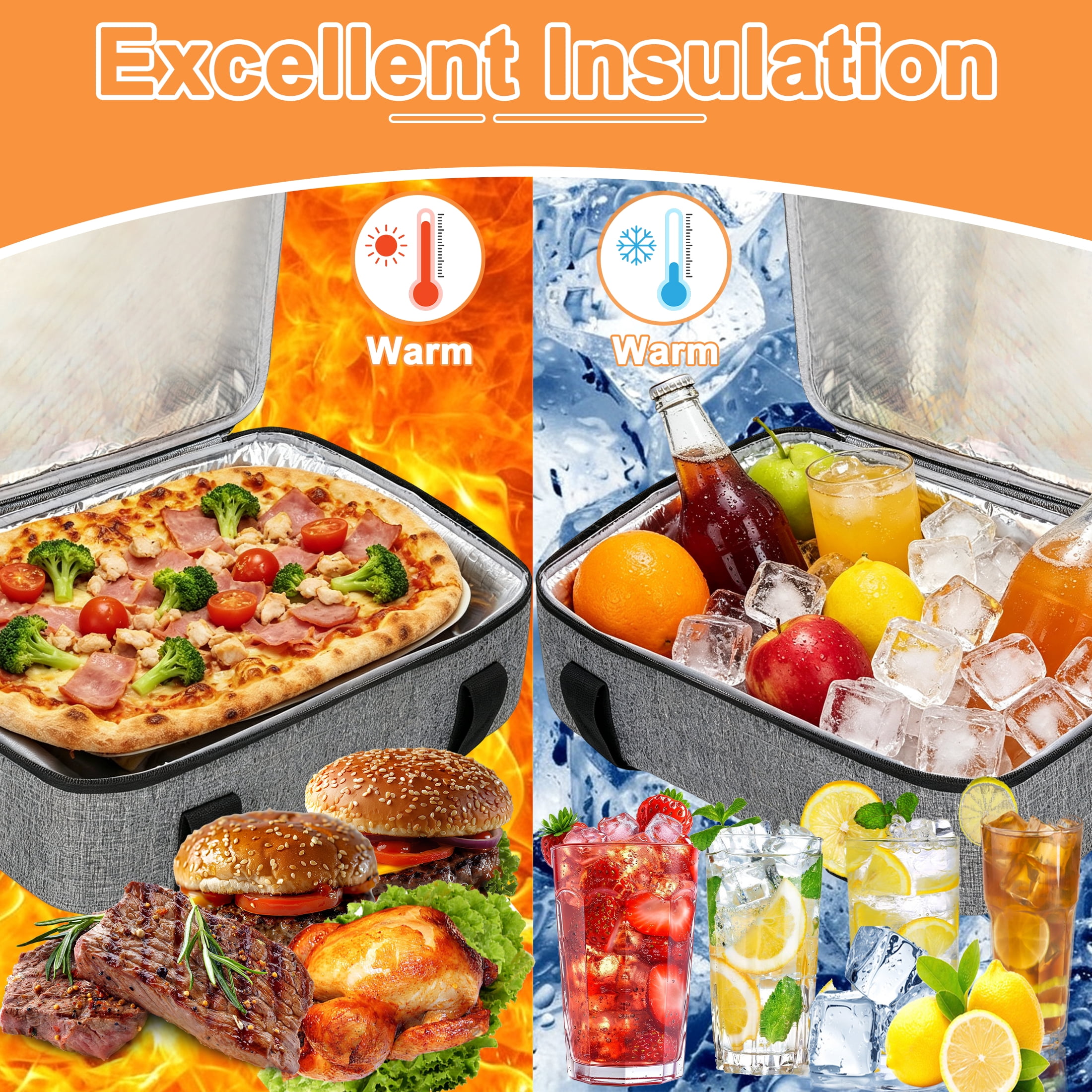 Insulated Casserole Carrier, Large Thermal Food Carrier Bag for Hot or Cold Food, Fits 9"x13" to 11"x15" Baking Dishes, Casserole Bag with Lid and Easy Carrying, Food Warmer Bag for Party/Picnic