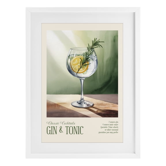Stupell Industries Gin & Tonic Sun Rays White Framed Print Under Glass, design by Andreas Magnusson