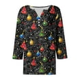 thumbnail image 5 of FDGIU Women's Christmas Tree Shirt 2025, Cute Print 3/4 Sleeve Crewneck Tunic Top for Holiday Casual Outfit Gifts, 5 of 5