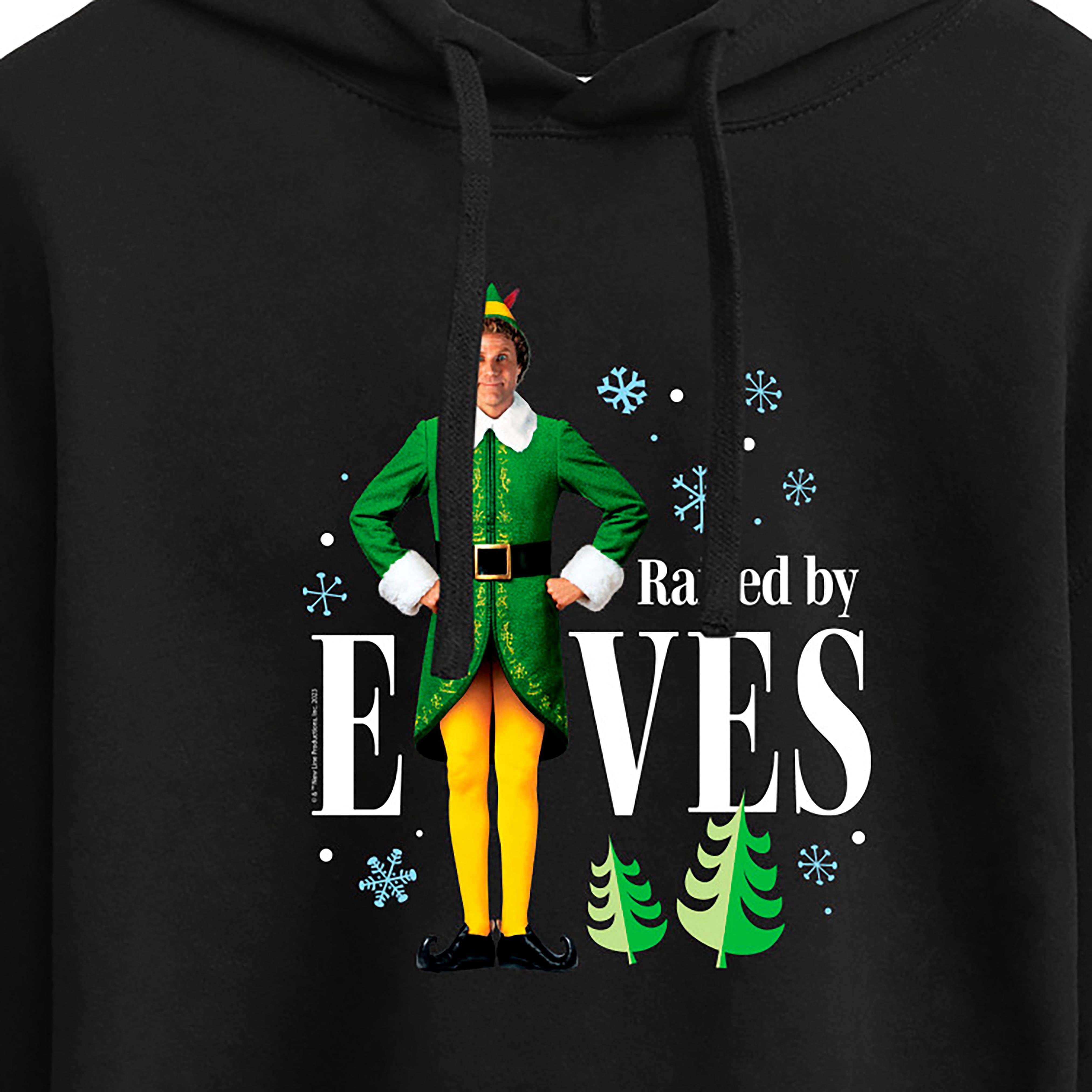ELF - Christmas Raised By Elves - Juniors Cropped Pullover Hoodie