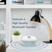 DreamCaster by Sharp Sound Machine Digital Alarm Clock Bluetooth Speaker 6 Sleep Sounds Blue LED Display