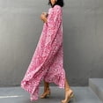 thumbnail image 4 of Économies d'Été EGNMCR Paréo de Maillot de Bain pour Femmes Femmes Mode Chiffon Plage Floral Manches Longues Col en V Robe Imprimée Robe Longue, 4 of 9