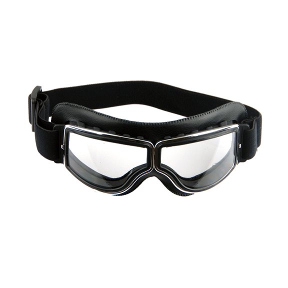 Motorcycle Goggles Scooter Mopeds Half Helmet Vintage Vespa Pilot Aviator Style, GK_631 Black Frame Clear Lens