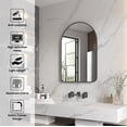 thumbnail image 6 of ANGELES HOME 24" x 36" Arched Bathroom Vanity Mirror, Wall Mounted Bathroom Mirror, Aluminum Wall Mirror for Bathroom, Copper Free Glass Vanity Framed Mirror, Matte Black, 6 of 7